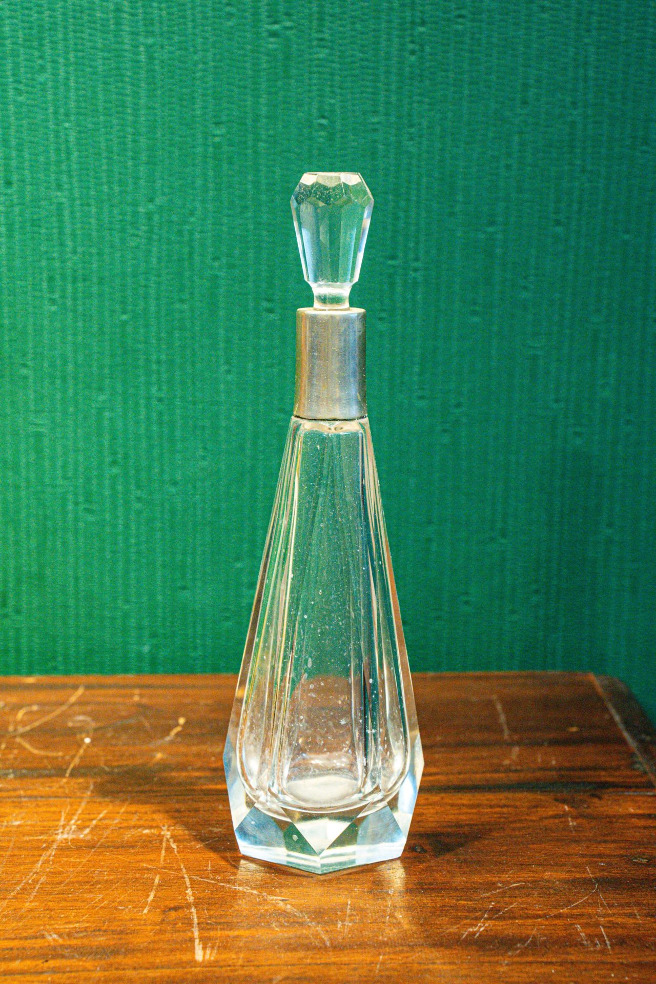 Vintage Kristal Kesme Cam Karaf/Likör Şişesi