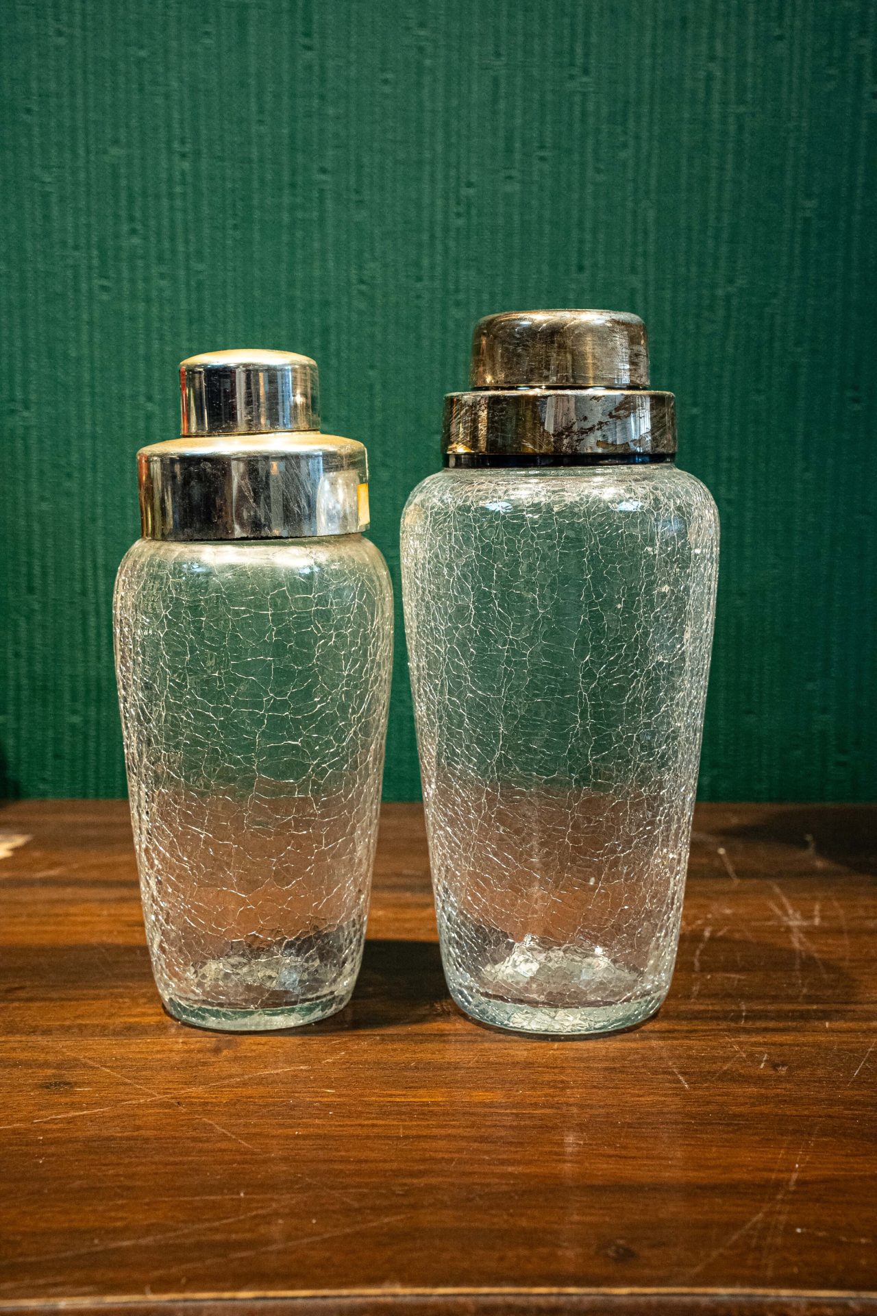 Vintage Çatlatma Cam İkili Shaker/Kokteyl Karıştırıcı Set