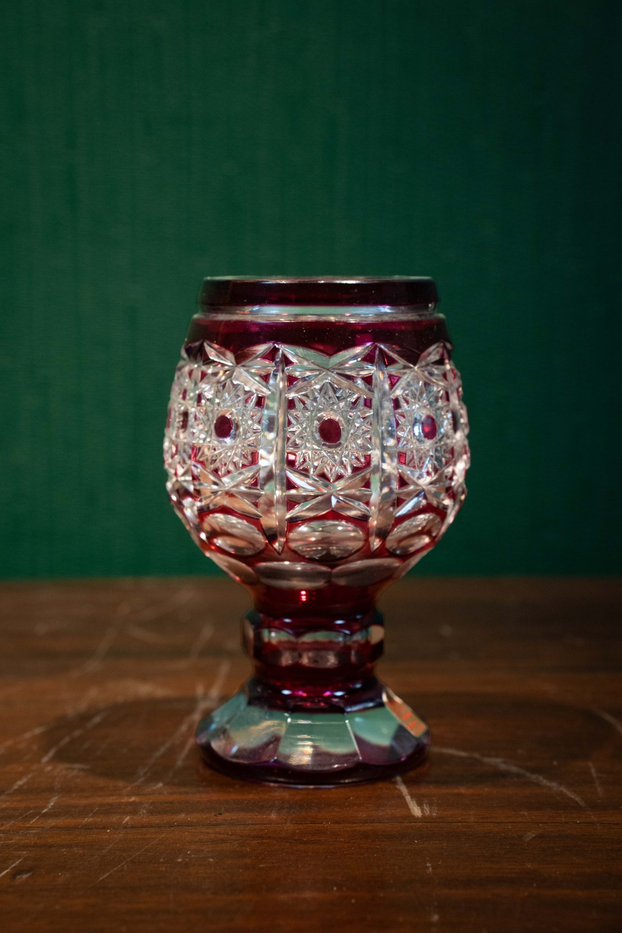 Vintage Bohemya Kesme Kristal El İşçiliği Kadeh/Kupa Seti