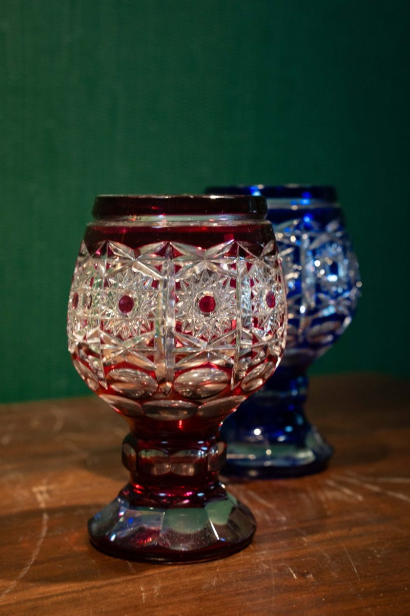 Vintage Bohemya Kesme Kristal El İşçiliği Kadeh/Kupa Seti