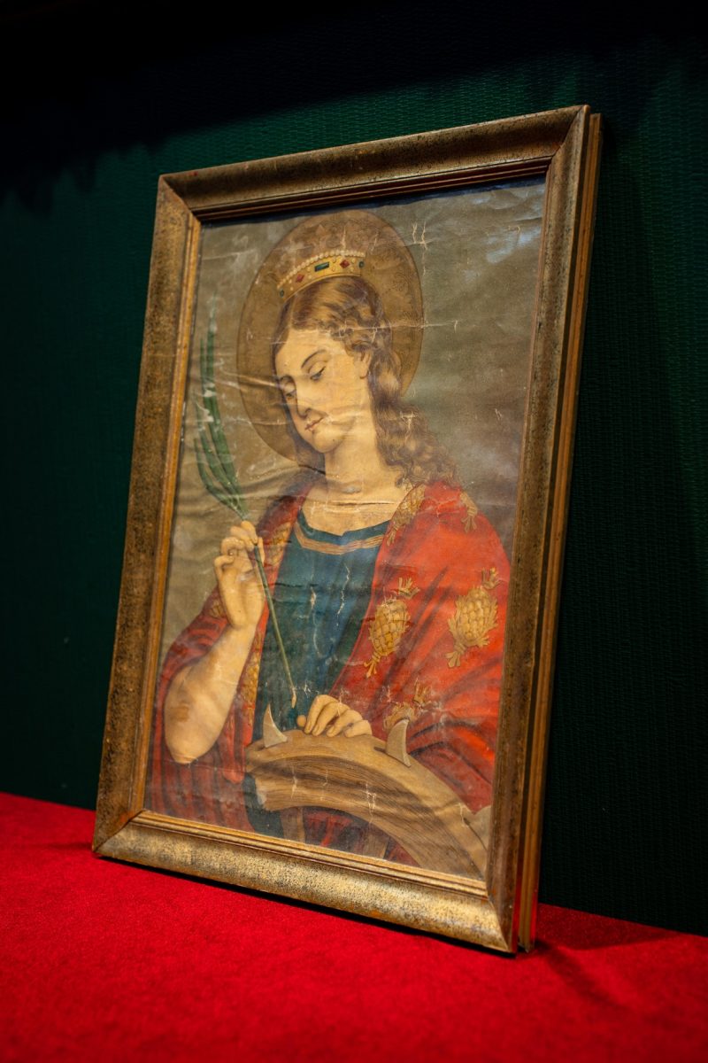 Vintage Altın Yaldız Çerçeveli: Azize Catherina Tablosu