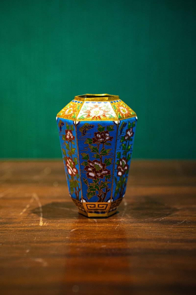 Vintage Mineli Cloisonne Çin Mini Vazo